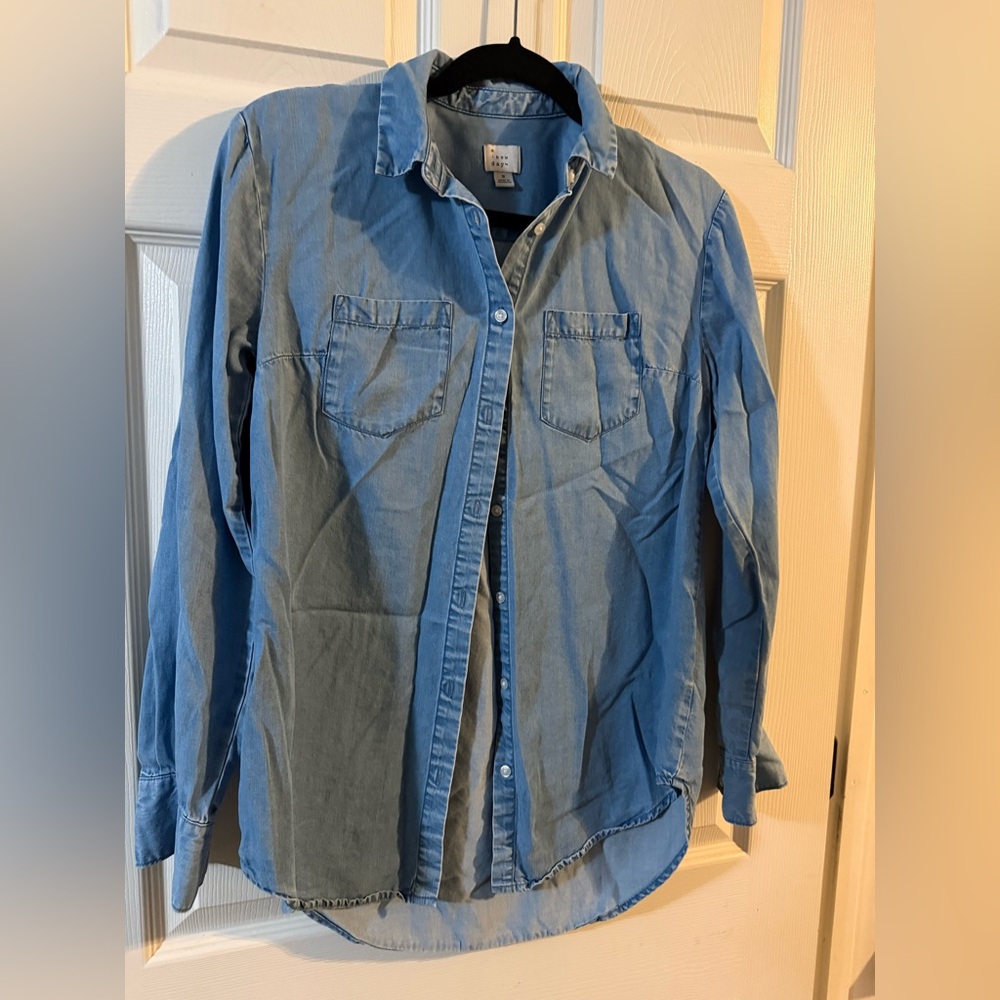 a new day Women's Blue Button Down Shirt